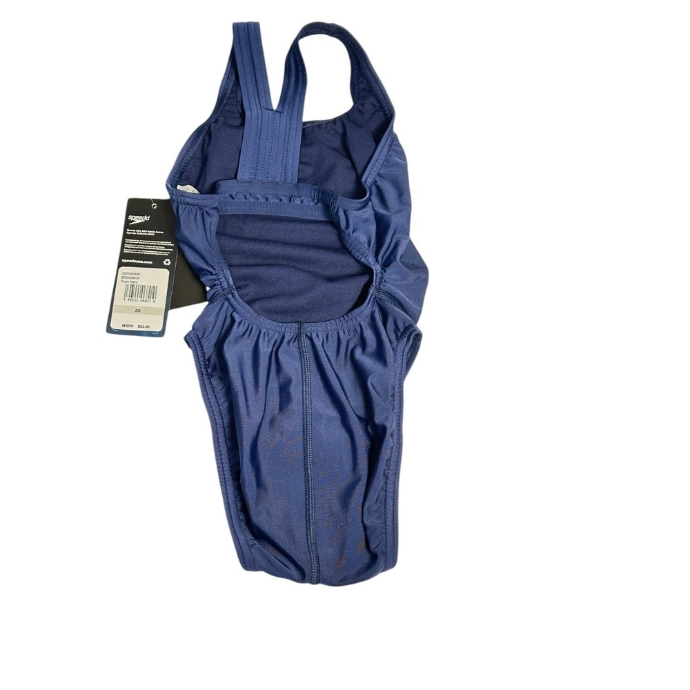 Speedo Girls Size 20 Navy One Piece Competition Swimsuit Racerback NWT